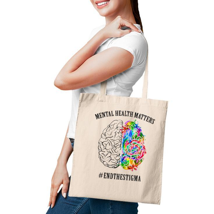 Mental Health Matters End The Stigma Mental Health Awareness Colorful Human Brain Tote Bag