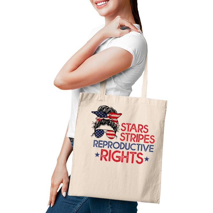 Messy Bun American Flag Pro Choice Star Stripes Equal Right  Tote Bag