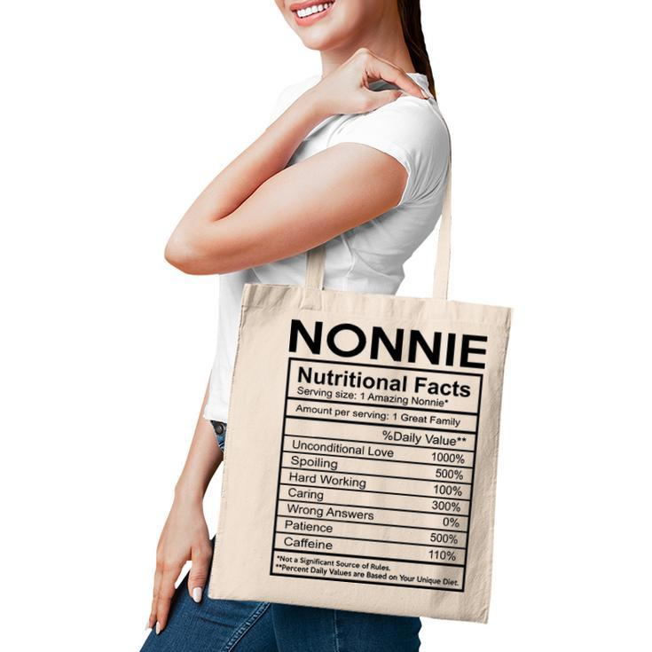 Nonnie Grandma Gift   Nonnie Nutritional Facts Tote Bag