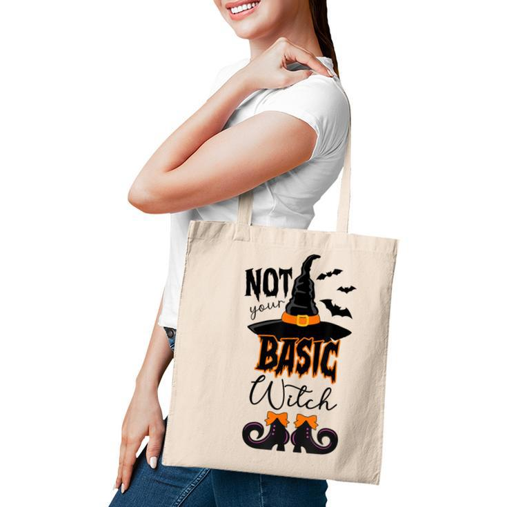 Not Your Basic Witch Halloween Costume Witch Bat  Tote Bag