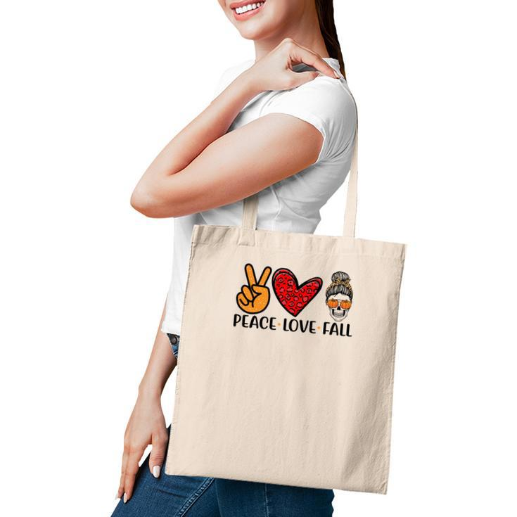 Peace Love Fall Messy Bun Girl Tote Bag