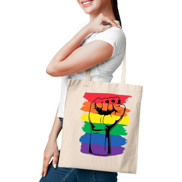 Pride Month Merch Lgbt Rainbow Fist Lgbtq Gay Pride Tote Bag