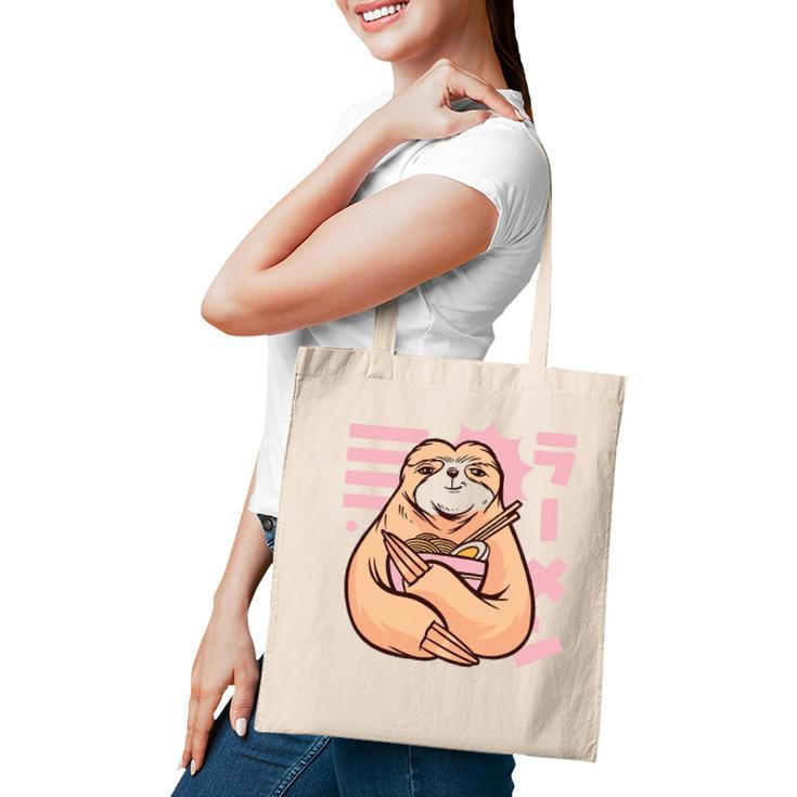 Ramen Noodles Sloth 90S Kawaii Anime Girl Japanese Aesthetic  Tote Bag