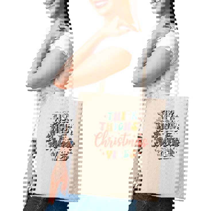 Retro Christmas Thick Thighs And Holiday Vibes Tote Bag