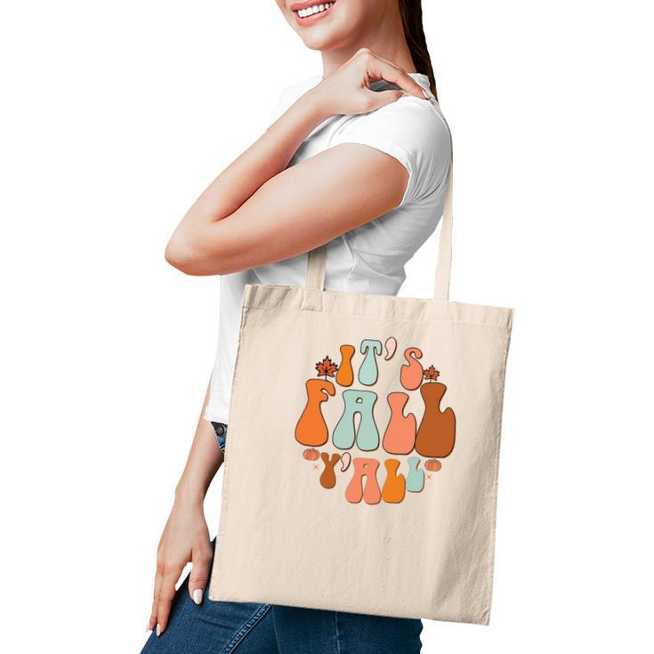 Retro Groovy Its Fall Yall Funny Tote Bag