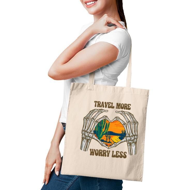 Skeleton And Plants Travel More Worry Less Design Tote Bag