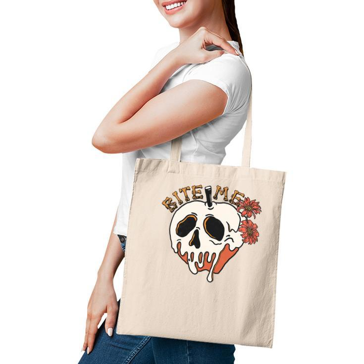 Skeleton Halloween Bite Me Spooky Design Tote Bag