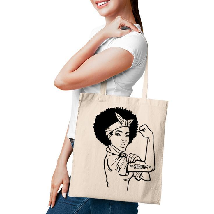 Strong Woman Rosie - Strong - Afro Woman Black Design Tote Bag
