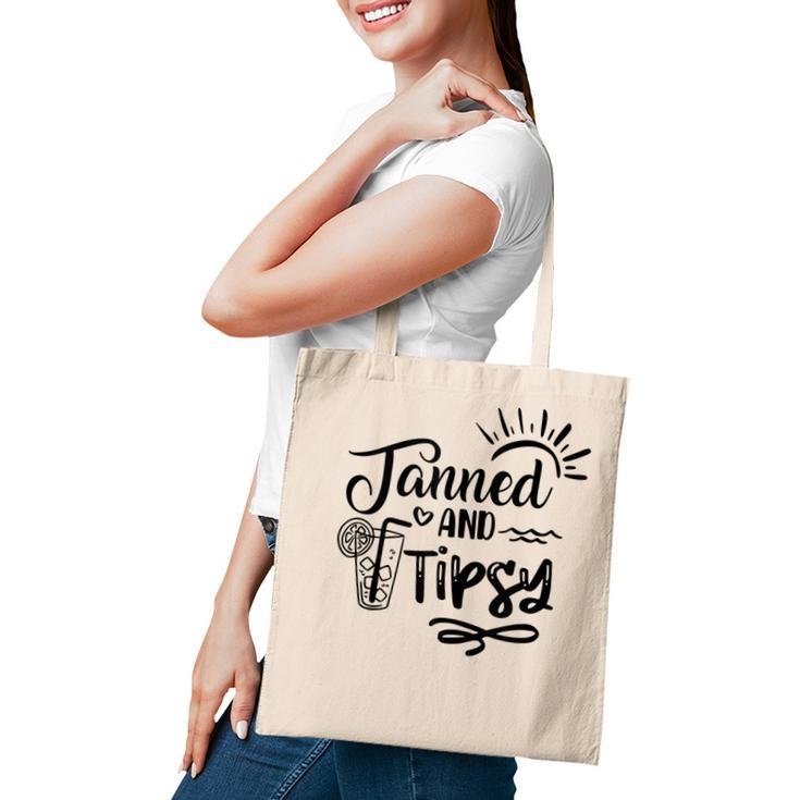 Tanned & Tipsy Hello Summer Vibes Beach Vacay Summertime  Tote Bag