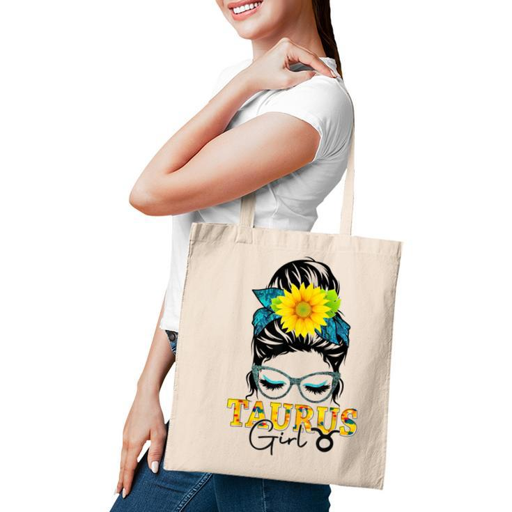 Taurus Girl Birthday Messy Bun Hair Sunflower  Tote Bag