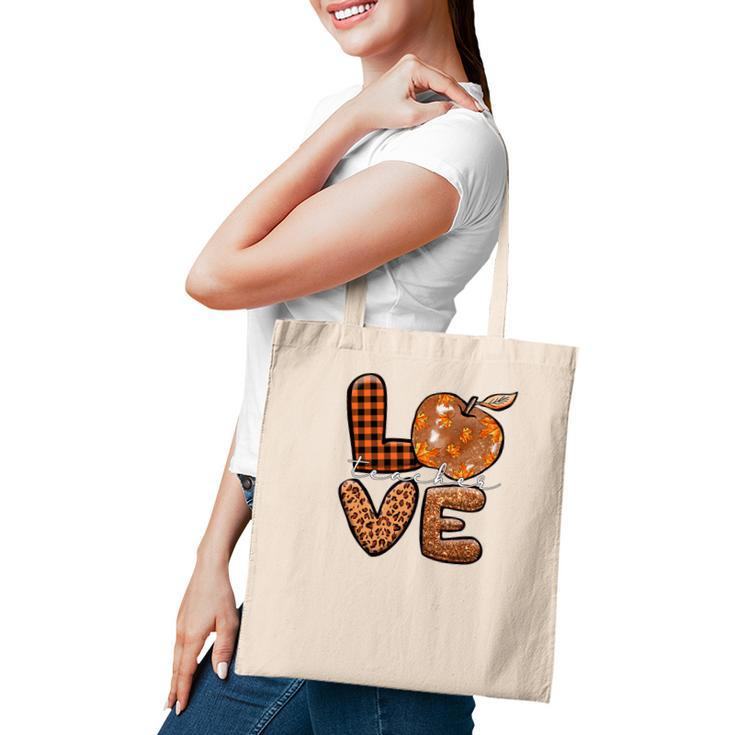 Teacher Love Fall Season Pumpkin Pattern Tote Bag