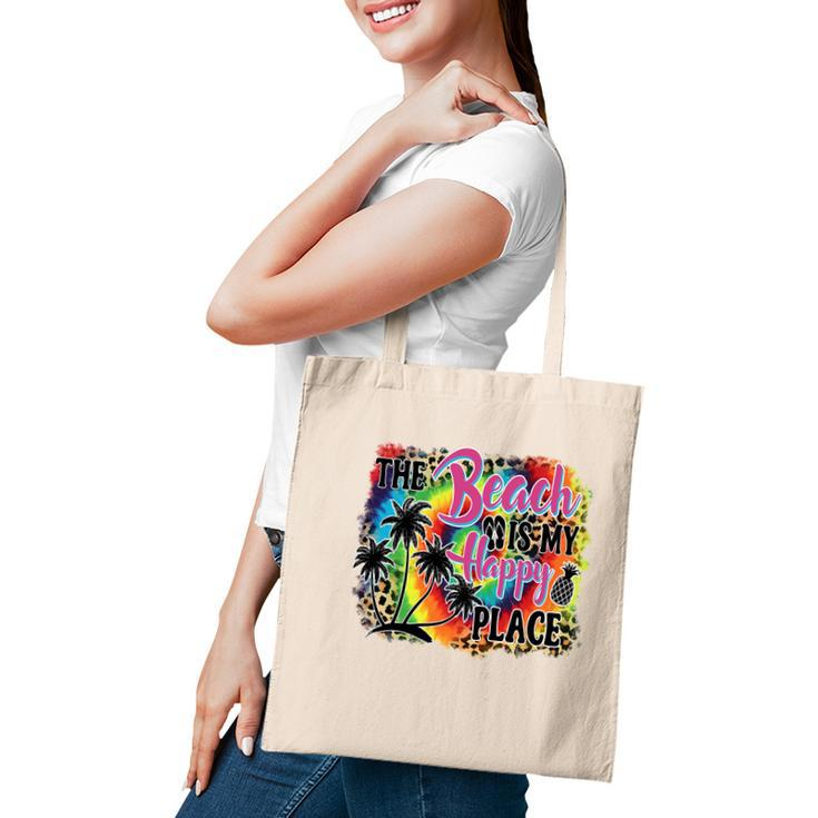 The Beach Is My Happy Place Retro Summer Beach Tote Bag