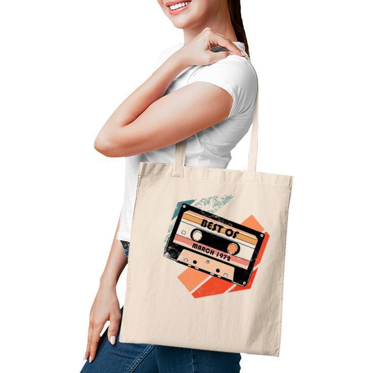 Vintage Best Of March 1972 Cassette Retro Birthday Tape Tote Bag