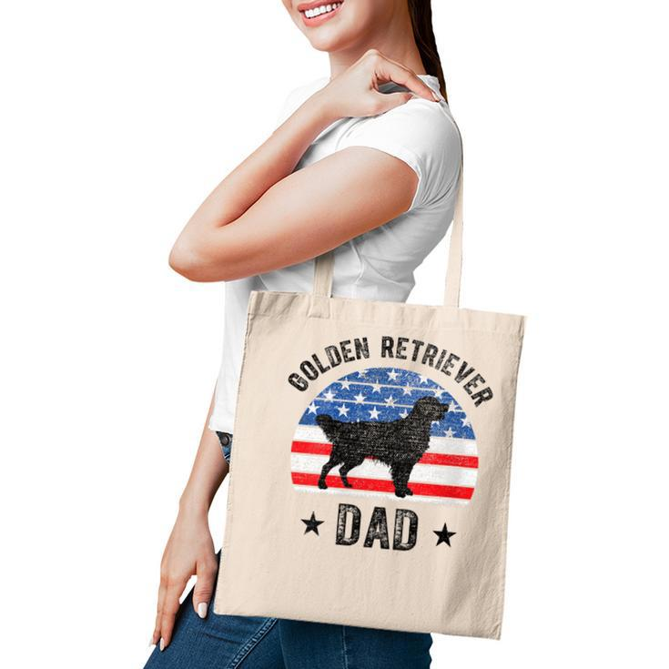 Womens American Flag Golden Retriever Dad 4Th Of July  Tote Bag