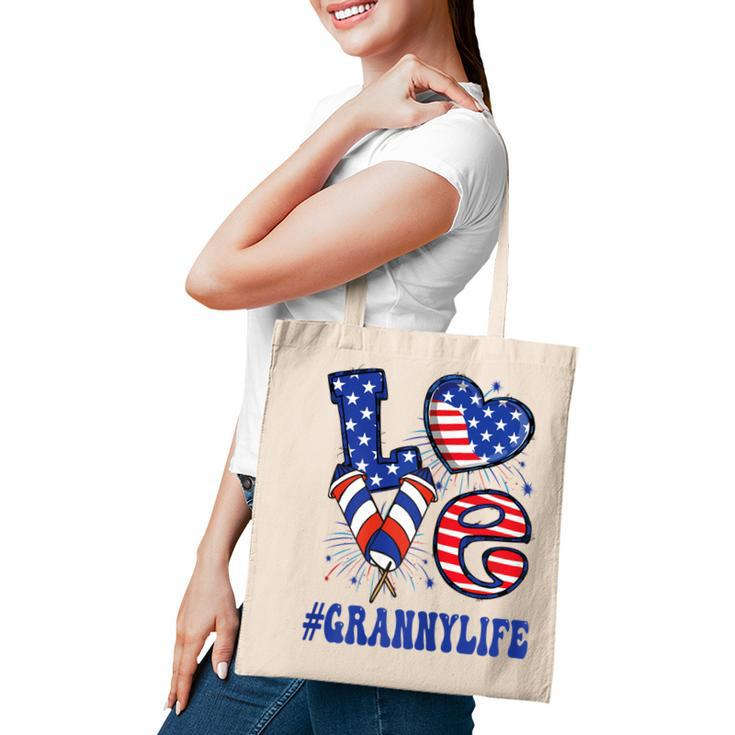 Womens Granny Love Usa Flag Grandma 4Th Of July Family Matching  Tote Bag