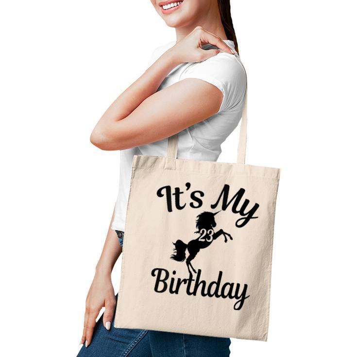 Womens Its My 23Rd Birthday Unicorns 23 Years Old B-Day Gifts V-Neck Tote Bag