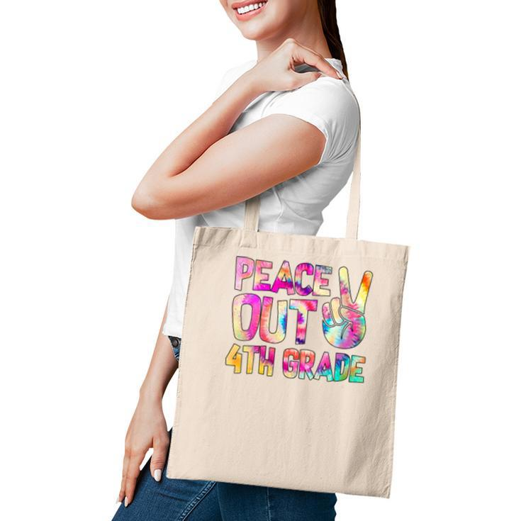 Womens Peace Out 4Th Grade Happy Last Day Of School Tie Dye Kid  Tote Bag