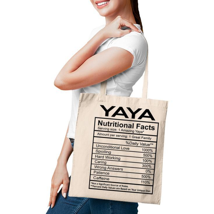 Yaya Grandma Gift   Yaya Nutritional Facts Tote Bag