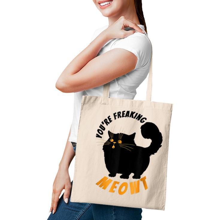 Youre Freaking Meowt Funny Black Halloween Cat  Tote Bag