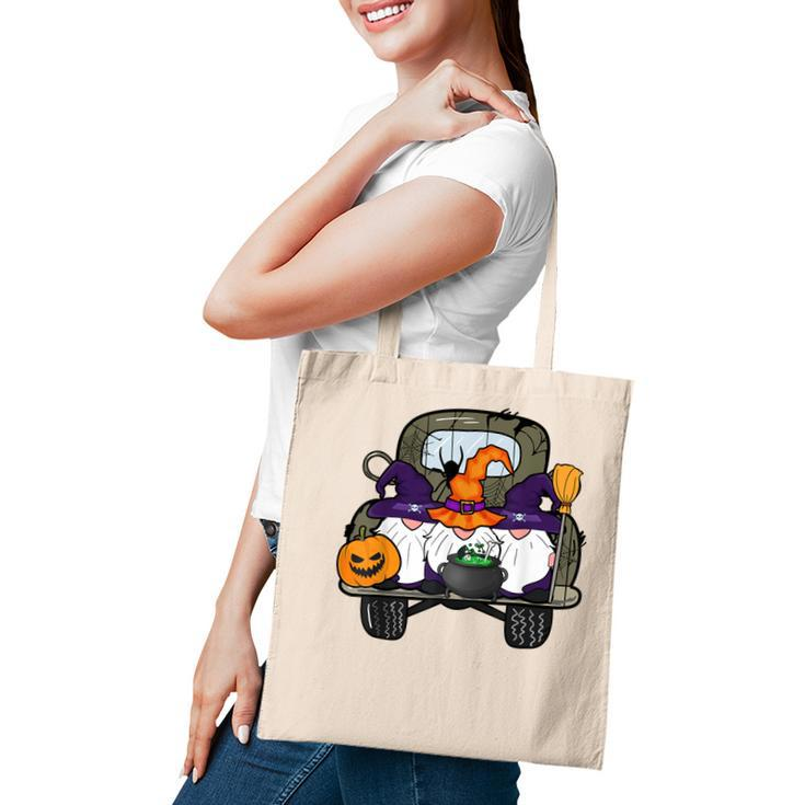 Zem6 Funny Truck Gnomes Witch Pumpkin Happy Halloween Party  Tote Bag