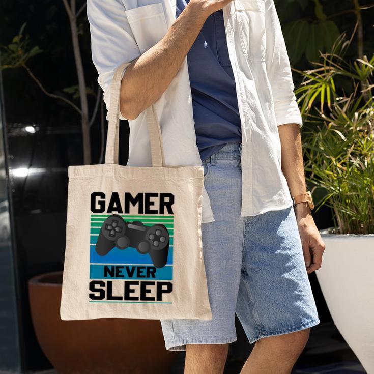 Gamers Never Sleep Funny Video Gamer Geeks Gaming Lover Boys Tote Bag