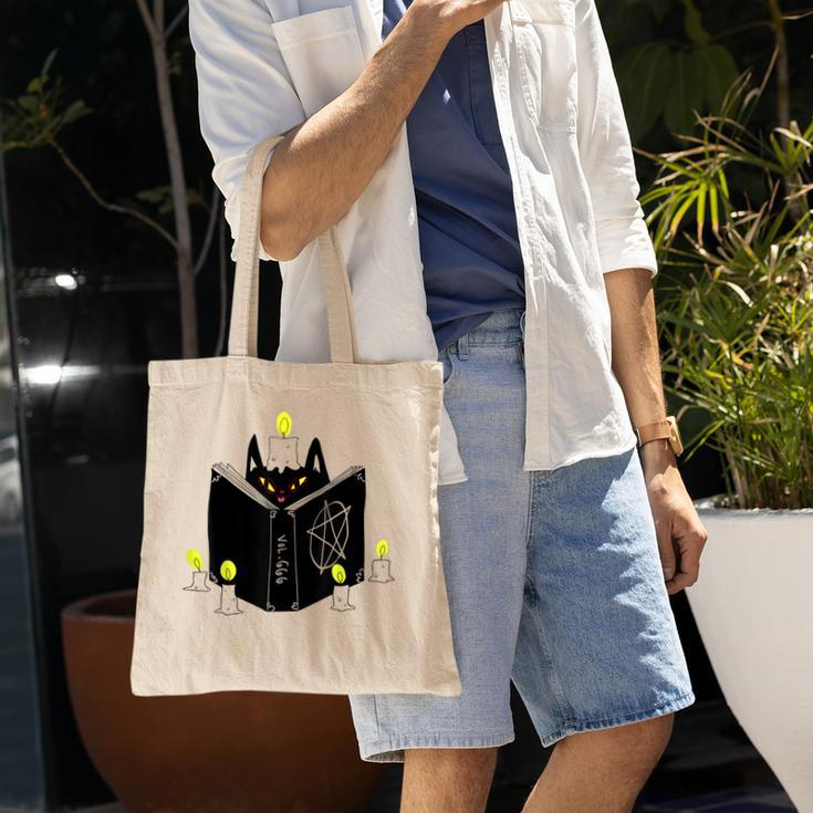 Halloween Witch Kitty Black Magic Cat Graphic Tote Bag