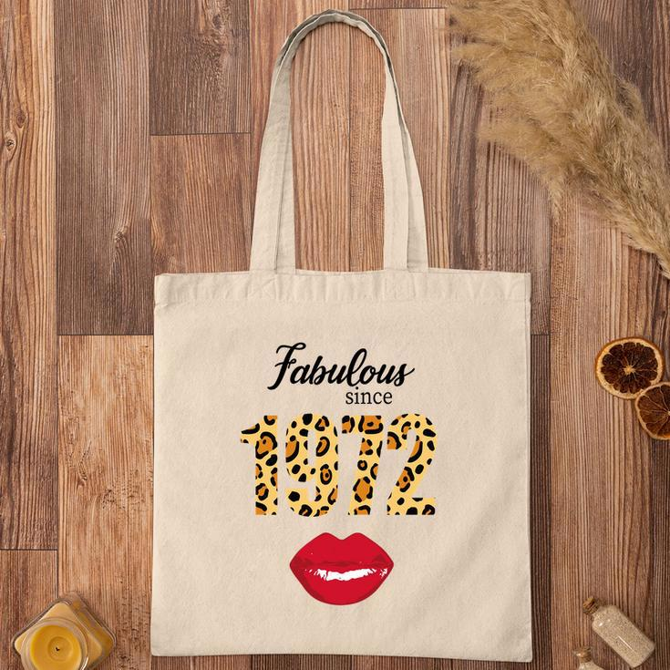 50Th Birthday Gift Happy Fabulous Since 1972 Leopard Lips Tote Bag