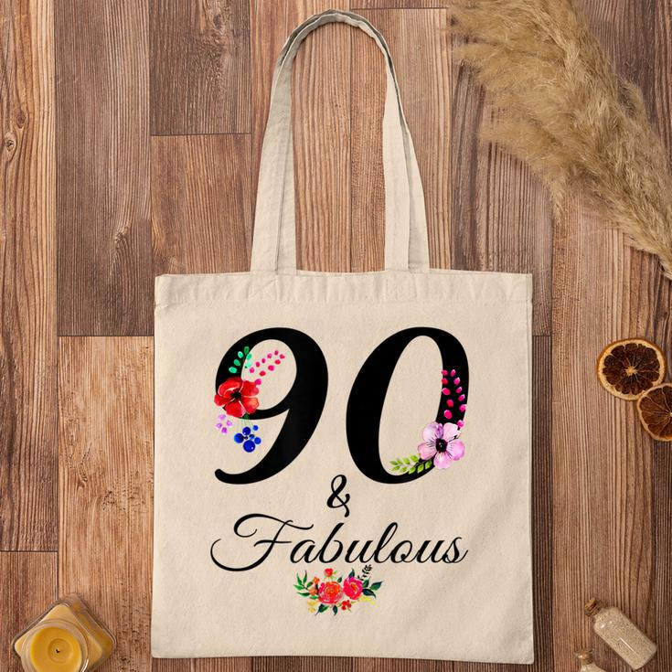 90 & Fabulous 90 Years Old Vintage Floral 1932 90Th Birthday Tote Bag
