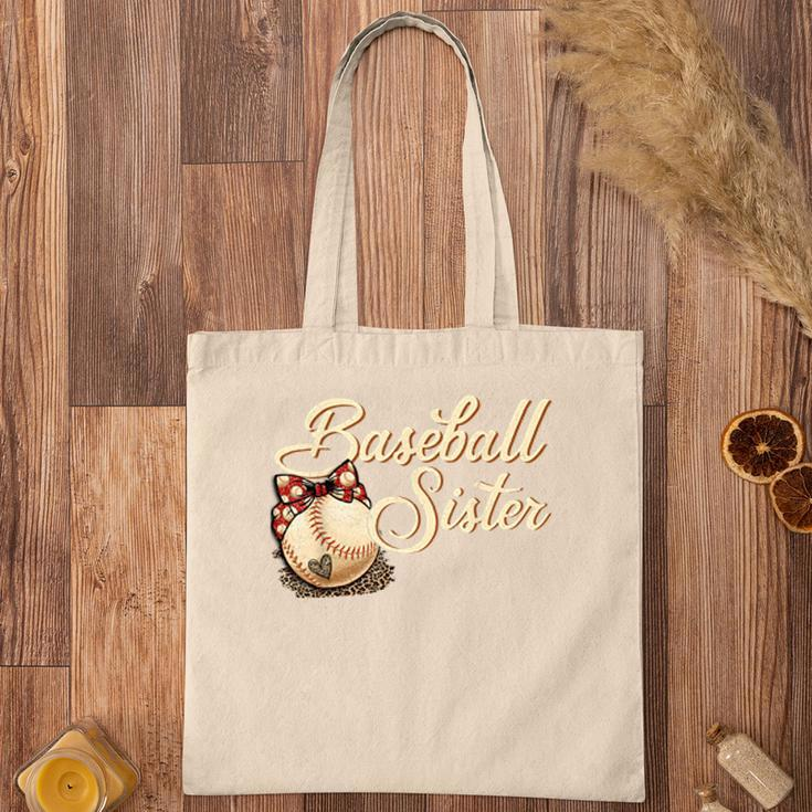 Baseball Sister Leopard Girl Softball Big Sister Tote Bag