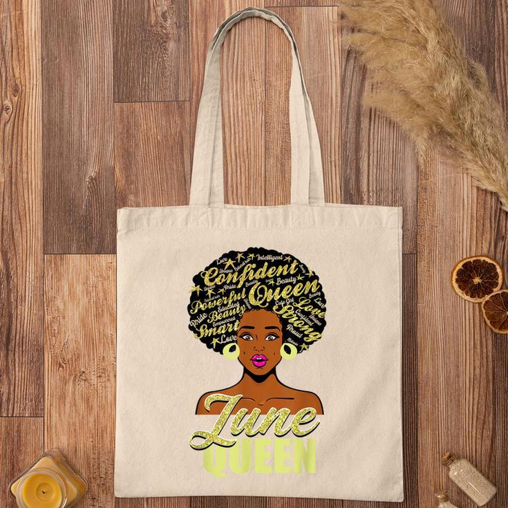 Black African American Melanin Afro Queen June Birthday Tote Bag