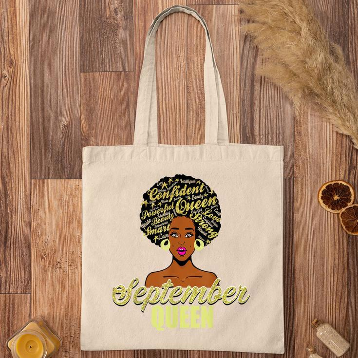 Black African American Melanin Afro Queen September Birthday Tote Bag
