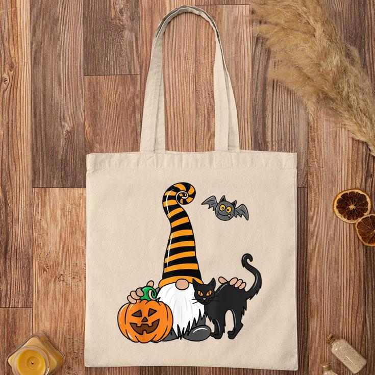 Black Cat Gnome Pumpkin Jack-O-Lantern Bat Halloween Costume Tote Bag