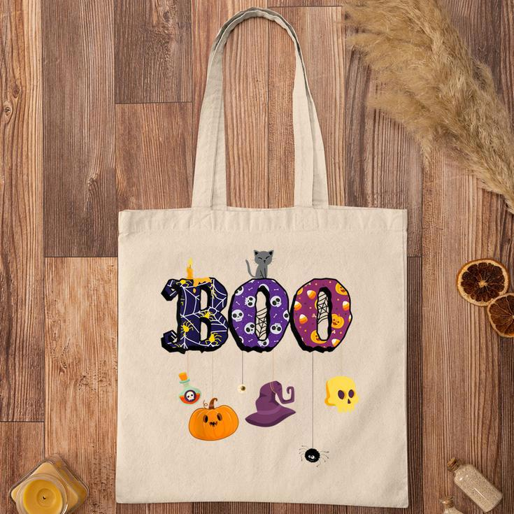Boo Halloween Costume Spiders Ghosts Pumkin & Witch Hat V2 Tote Bag