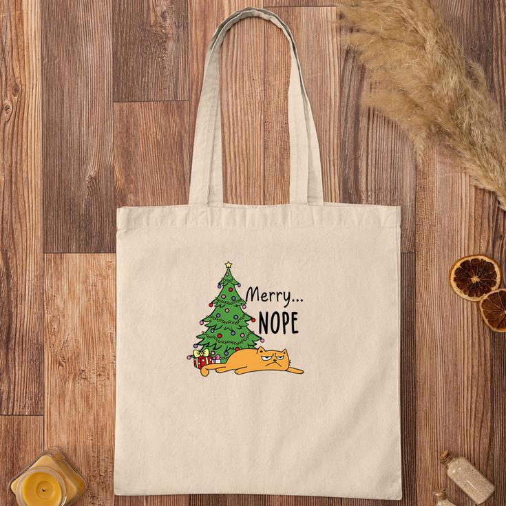Christmas Funny Cat Merry Nope Cat Lovers Gift Tote Bag