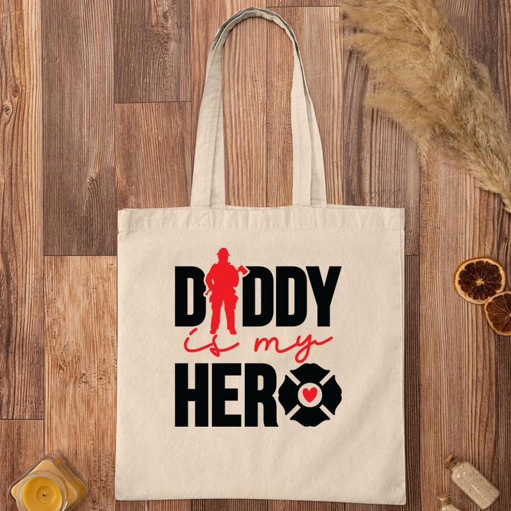 Firefighter Daddy Is My Hero Red Black Graphic Meaningful Tote Bag