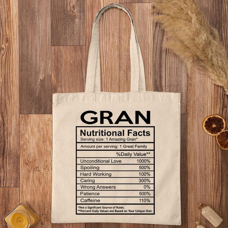 Gran Grandma Gift Gran Nutritional Facts Tote Bag