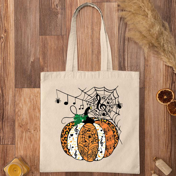 Halloween Pumpkin Music Symbols Music Teacher Halloween Tote Bag