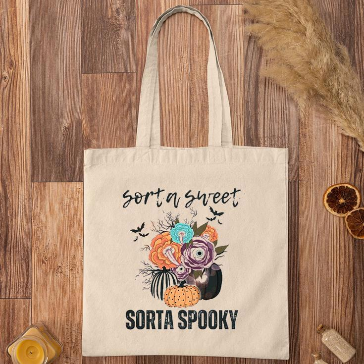Halloween Sorta Sweet Sorta Spooky Pumpkin Florals Gift Tote Bag