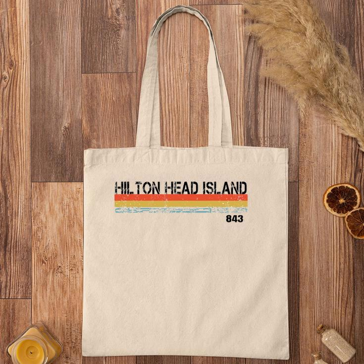 Hilton Head Island Sc Area Code 843 Vintage Stripes Tote Bag
