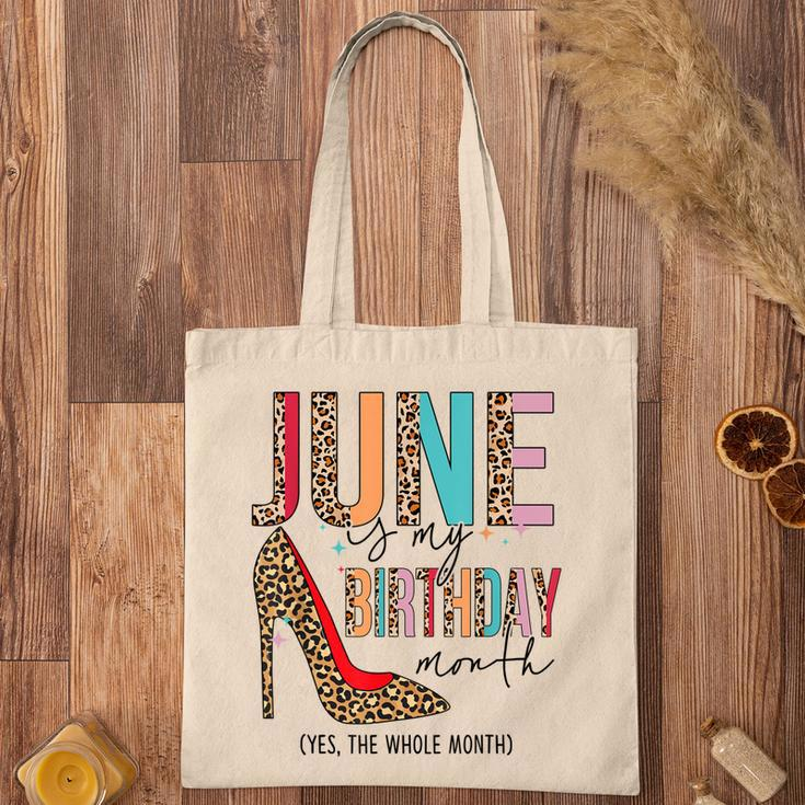 June Is My Birthday Month Boho Leopard High Heels Shoes Tote Bag