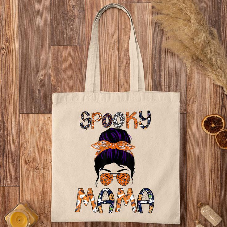 Messy Hair Bun Women Spooky Mama Halloween Funny Costume Tote Bag