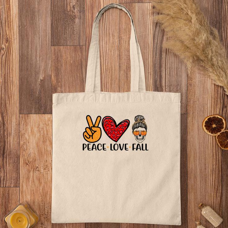 Peace Love Fall Messy Bun Girl Tote Bag