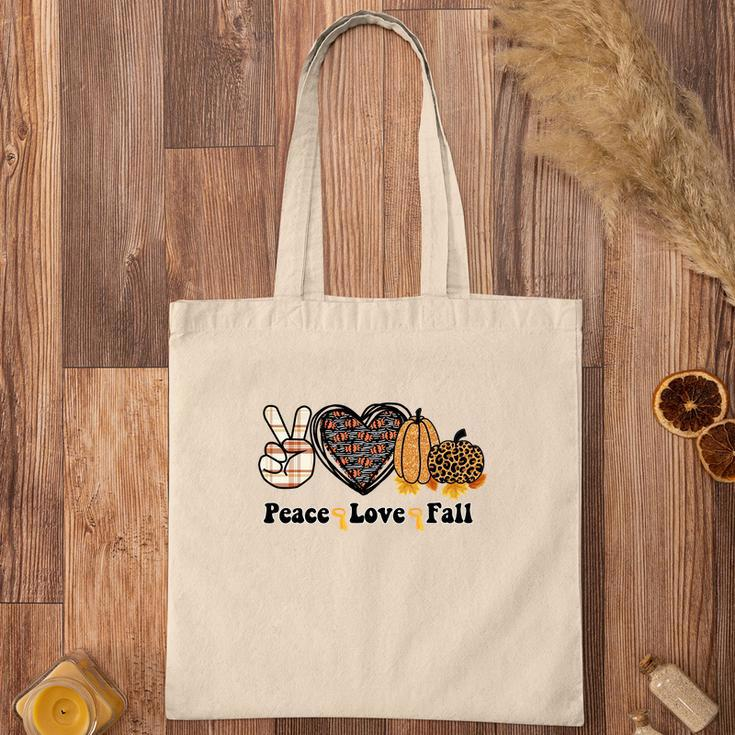 Peace Love Fall Pumpkin Heart Tote Bag
