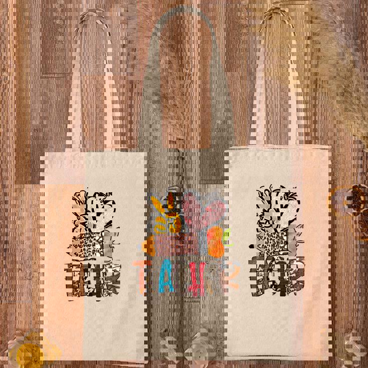 Peace Love Teacher Leopard Funny Gift Ideas Tote Bag