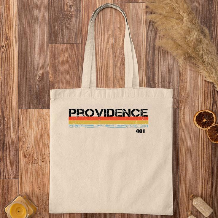 Providence Area Code Retro Vintage Stripes Tote Bag