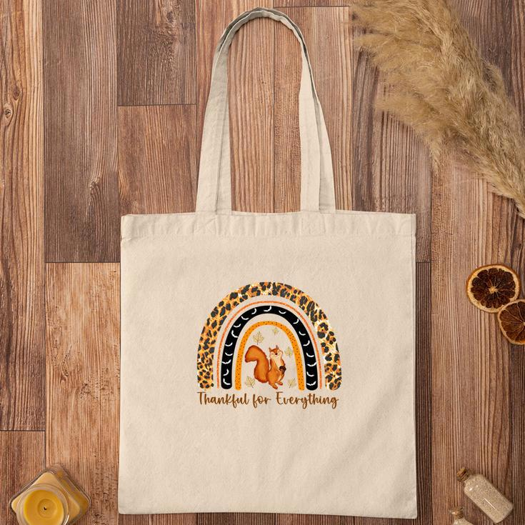 Rainbow Cute Squirrel Thankful For Everything Fall Tote Bag
