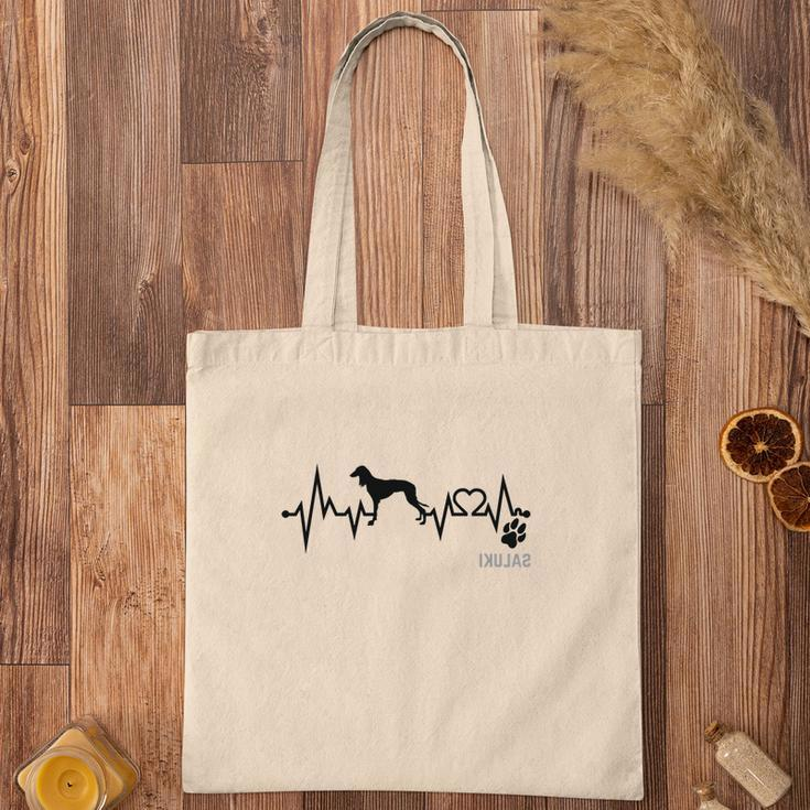 Salukidog Heartbeat Dog Paw Dog Lovers Gift For Dog Moms And Dads Tote Bag