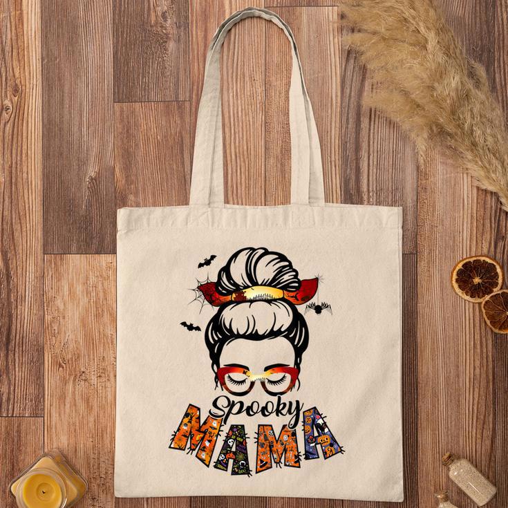 Spooky Mama Halloween Messy Bun Witch Mom Women Spooky Tote Bag