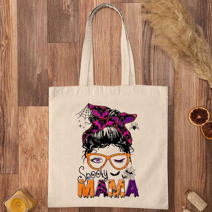 Spooky Mama Messy Bun Mom Life Halloween Costume Tote Bag