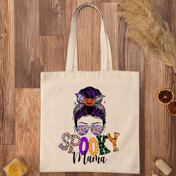 Spooky Mama Messy Bun Skull Mom Monster Bleached Halloween Tote Bag